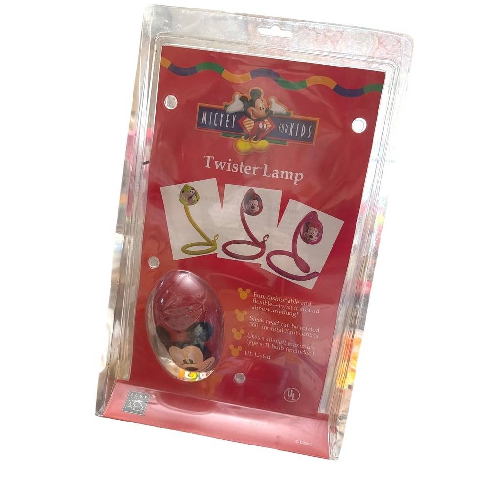 Disney Mickey For Kids Twister Lamp Red Flexible Gooseneck Vintage New D078 - Picture 1 of 6